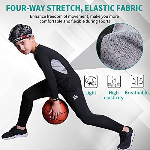 MeetHoo Conjunto Ropa Interior Termica para Niños Camisetas Termicas Deportivas Manga Larga Decathlon Pantalon Termico Futbol Niño de Esquí Forro de Lana para Correr