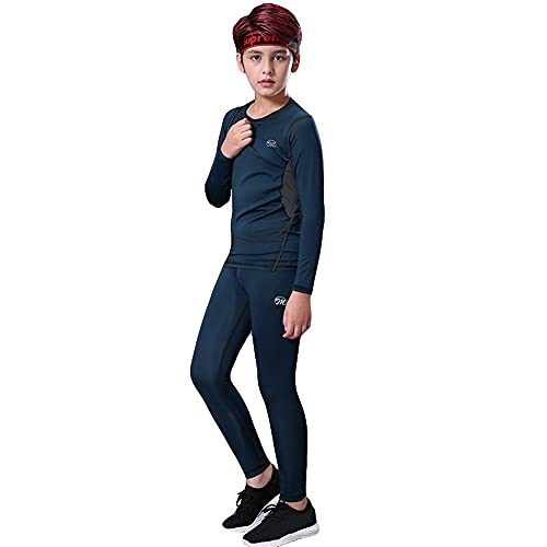 MeetHoo Conjunto Ropa Interior Termica para Niños Camisetas Termicas Deportivas Manga Larga Decathlon Pantalon Termico Futbol Niño de Esquí Forro de Lana para Correr