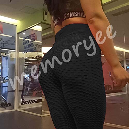 Memoryee Leggings Mujer Push Up Mallas Pantalones Deportivos anticeluliticos Suave Elásticos Alta Cintura Elásticos Yoga Fitness de Control la Barriga/Black/S