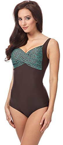 Merry Style Traje de Baño Entero 1 Pieza Monokini Bañador Mujer MSVR776 (Marrón/Menta, 50)