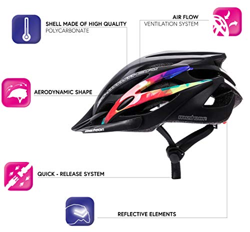 meteor® Casco Bicicleta Helmet de Bici para Jovenes y Adultos Helmet Ciclismo Patineta Skate Patines Monopatines Bici Accesorios El diseño Ligero Muchos Patrones Shimmer