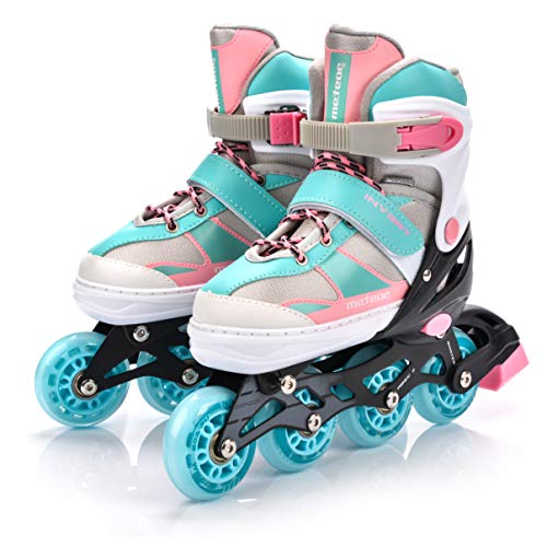 meteor Patines Línea Ajustables para Niños Jouvenes y Adolescentes Mujer y Hombre Patines de Linea con ABEC7 - Forro Interior - Tamaño Ajustable (M(34-37), Invert 2 EN 1 Blue/Pink)