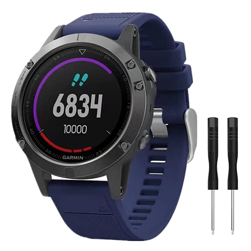 METEQI Correa Compatible con Garmin Fenix 5,22mm Silicona Reemplazo Banda para Garmin Fenix 5/Fenix5 Plus/Forerunner 935/Approach S60/Quatix 5(Azul medianoche)