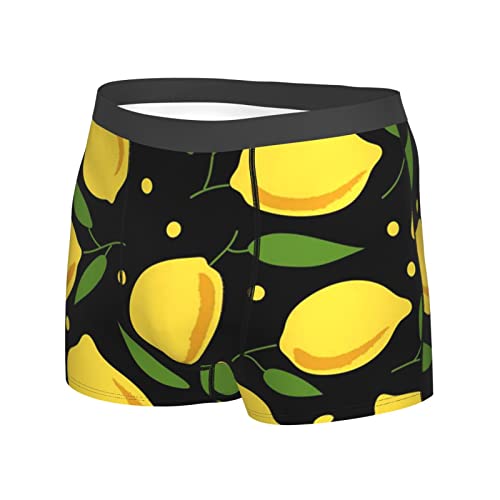 MGCEDLTD Calzoncillos para hombre de dibujos animados de limón, ropa interior elástica y suave ajustada para hombre - Boxer Shorts para hombre, ver fotos, M/3XL