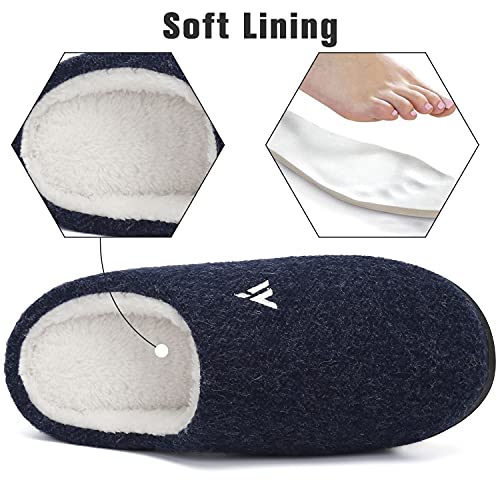 Mishansha Hombre Pantuflas de Fieltro Cómodas Caliente Felpa Zapatillas de Invierno para Casa, Slipper Azul 43