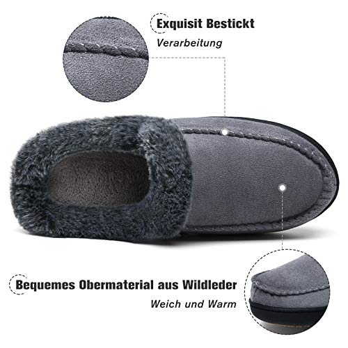 Mishansha Zapatillas Casa Invierno de Espuma Viscoelástica Mujer Antideslizantes CáLido Pantuflas Mujer de Interior y Exterior Gris Claro Gr.38