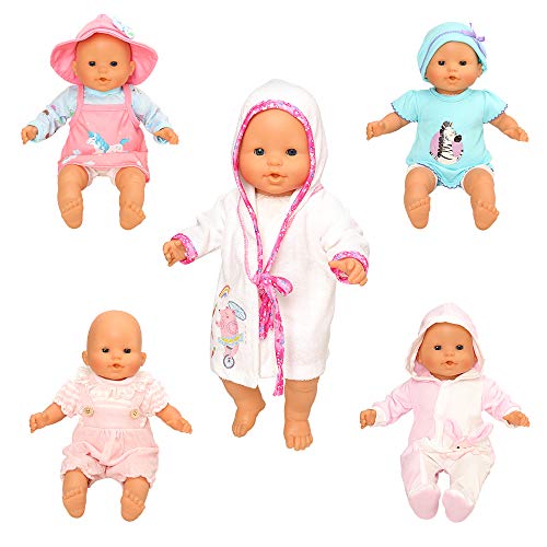 Miunana 5X Vestidos Verano Casual Ropas para 14- 18 Pulgadas Muñeca bebé 36 cm Doll 18 Pulgadas American Girl Doll