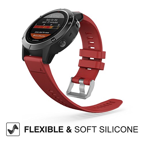 MoKo Correa Compatible con Garmin Fenix 6/6 Pro/5/5 Plus/Forerunner 945/935/Approach S62/S60/Quatix 6/Instinct/MARQ, 22mm Quick Fit Banda Pulsera de Silicona de Repuesto, Rojo Oscuro