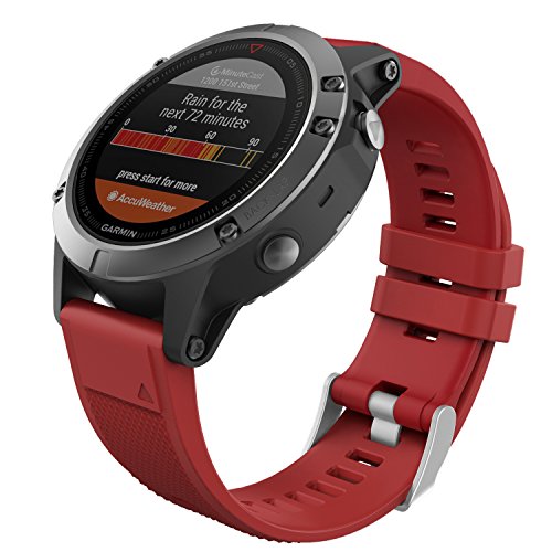 MoKo Correa Compatible con Garmin Fenix 6/6 Pro/5/5 Plus/Forerunner 945/935/Approach S62/S60/Quatix 6/Instinct/MARQ, 22mm Quick Fit Banda Pulsera de Silicona de Repuesto, Rojo Oscuro