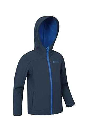 Mountain Warehouse Exodus Chaqueta Softshell para niño - Chaqueta Impermeable con Forro Polar, Cortavientos, Transpirable Trekking, montaña y Entretiempo Azul Marino 13 Años