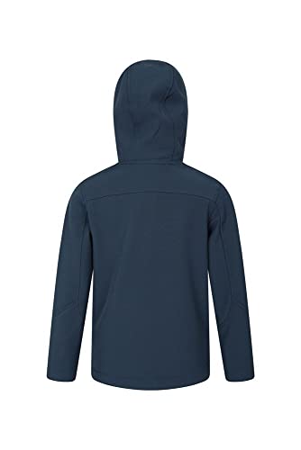 Mountain Warehouse Exodus Chaqueta Softshell para niño - Chaqueta Impermeable con Forro Polar, Cortavientos, Transpirable Trekking, montaña y Entretiempo Azul Marino 13 Años