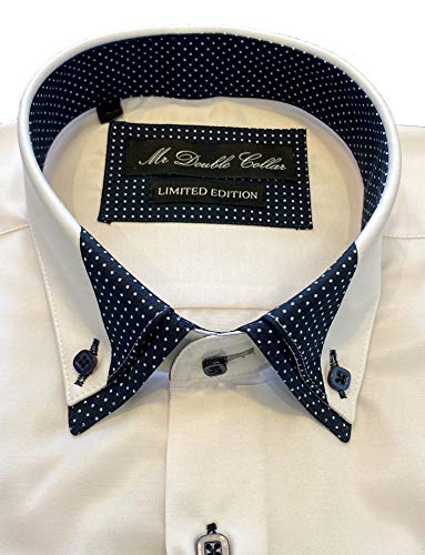 MrDoubleCollar - Camisa de cuello doble para hombre, diseño italiano