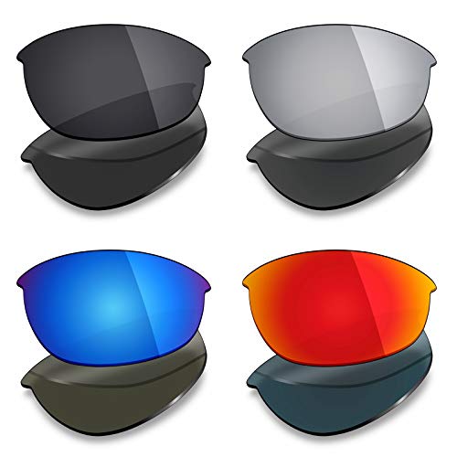 Mryok 4 pares de lentes polarizadas de repuesto para gafas de sol Oakley Half Jacket 2.0 – Stealth Black/Fire Red/Ice Blue/Silver Titanium