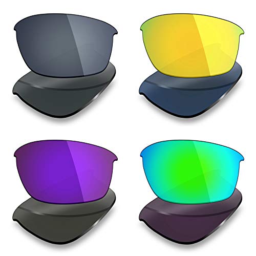 Mryok 4 pares de lentes polarizadas de repuesto para Oakley Bottle Rocket Sunglass – Negro IR/oro de 24 K / plasma morado/verde esmeralda