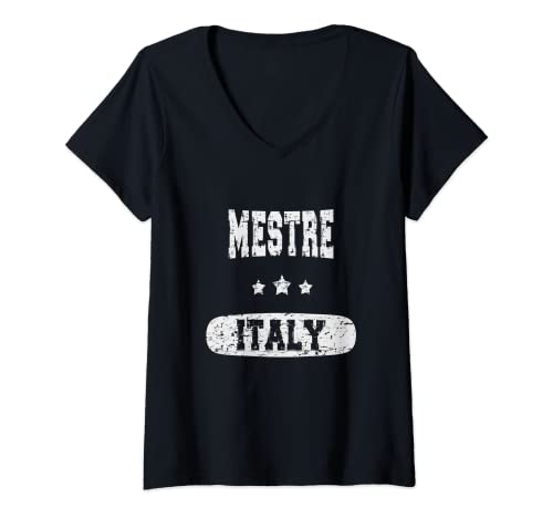 Mujer Vintage Mestre, Italia Camiseta Cuello V