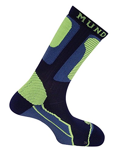 Mund Socks Calcetín Patinaje Roller ANTIBACTERIAS con Pie Izquierdo y Pie Derecho diferenciados (Navy, L (42-45))