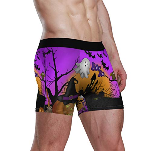 NaiiaN Calzoncillos Boxer para Hombres, niños, jóvenes, Ropa Interior, Transpirable, patrón de Dibujos Animados de Halloween, Calzoncillos Suaves y cómodos