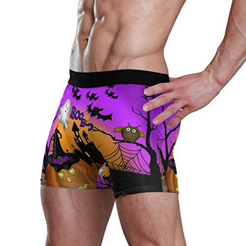 NaiiaN Calzoncillos Boxer para Hombres, niños, jóvenes, Ropa Interior, Transpirable, patrón de Dibujos Animados de Halloween, Calzoncillos Suaves y cómodos