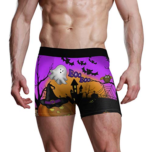 NaiiaN Calzoncillos Boxer para Hombres, niños, jóvenes, Ropa Interior, Transpirable, patrón de Dibujos Animados de Halloween, Calzoncillos Suaves y cómodos