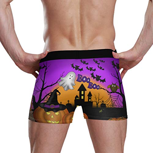 NaiiaN Calzoncillos Boxer para Hombres, niños, jóvenes, Ropa Interior, Transpirable, patrón de Dibujos Animados de Halloween, Calzoncillos Suaves y cómodos