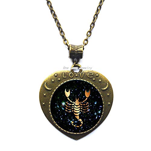 Ni36uo0qitian0ozaap Escorpio - Colgante de cristal negro del zodiaco de Escorpio con encanto de Escorpio, regalo de cumpleaños, astrología, TAP223