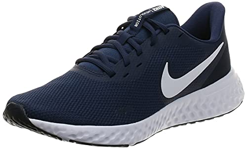 Nike Revolution 5, Zapatillas Hombre, Midnight Navy/White/Dark Obsidian, 44 EU