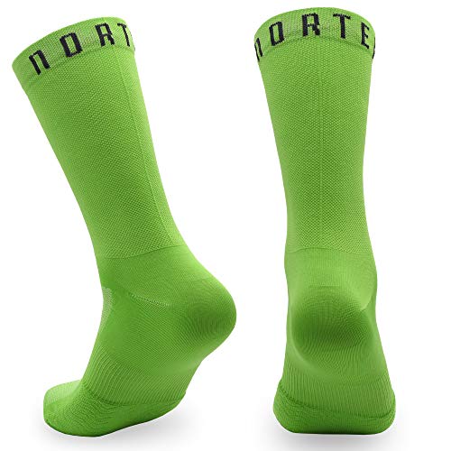 NORTEI Calcetines Verdes para Ciclismo, MTB y Running de Caña Alta para Hombre y Mujer – Infinity Green (M (40-42))