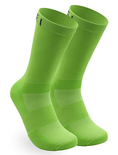 NORTEI Calcetines Verdes para Ciclismo, MTB y Running de Caña Alta para Hombre y Mujer – Infinity Green (M (40-42))