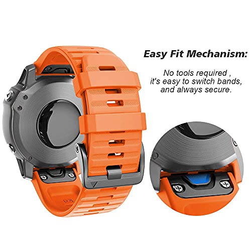 NotoCity Garmin Fenix 6 Correa, 22mm Easy-Fit Silicona Reemplazo Correa para Garmin Fenix 6/Fenix 6 Pro/Fenix 5/Fenix 5 Plus/Forerunner 935/945,no Adapta a Fenix 6X, 6s (5PCS)