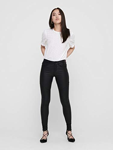 ONLY onlNEW ROYAL REG SK. BIKER COATED NOOS, Pantalones Mujer, Negro (Black), M/L34 (Talla del fabricante: Medium)