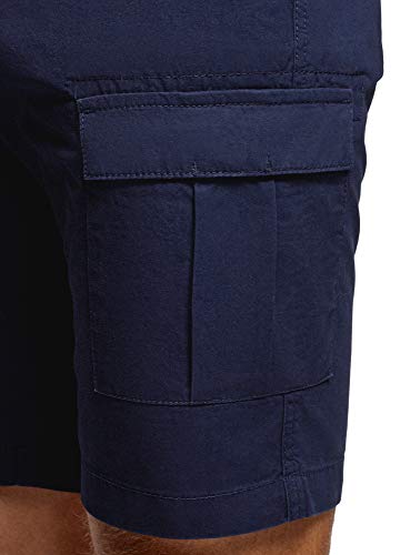 oodji Ultra Hombre Pantalones Cortos con Bolsillos de Parche, Azul, 44