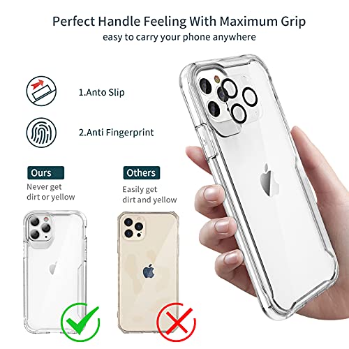 ORETECH Funda Transparente para iPhone 11 PRO MAX, con [2x Vidrio Cristal Templado y 1x Cámara Protector de Pantalla] Silicona Bumper Carcasa Antichoque Anti-Arañazos Caso para iPhone 11 Pro Max,Clara