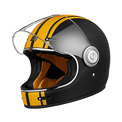 Origine Casco Moto Integral Vintage ECE 22-05 Homologado Cáscara de Fibra de Vidrio con Visera