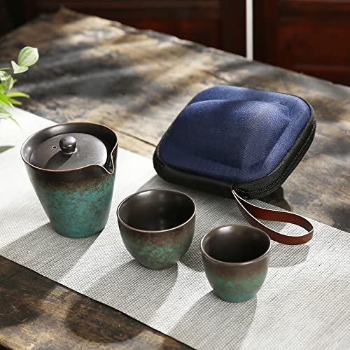 OUMIFA Juego de té Viajes creativos Tetera portátil Taza de Copa Oficina al Aire Libre té olote Gaiwan Kung Fu Tea Set Friend Gift Teasets 1 Pot y 4 Tazas (Color : Style A)