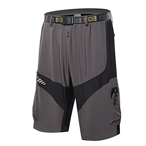 Pantalones Cortos Ciclismo para Hombre, Cullote Ciclism Transpirables, Pantalon Bicicleta para Ciclismo Al Aire Libre, Correr, Entrenamiento,Gray-XL