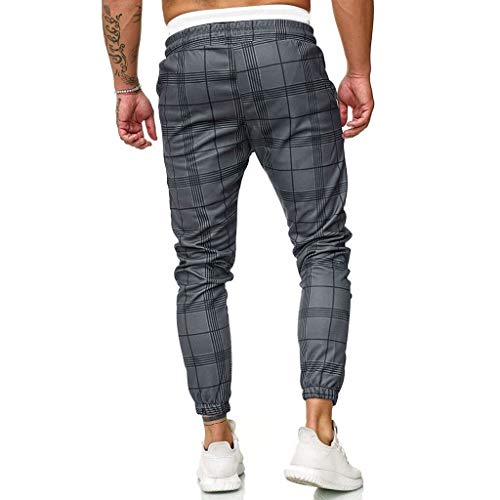 Pantalones Deportivos Largos para Hombre Pantalones Ajustados a Cuadros Pantalones de chándal para Correr Sueltos Ocasionales Jogger Pantalón Casuales Primavera y Verano riou