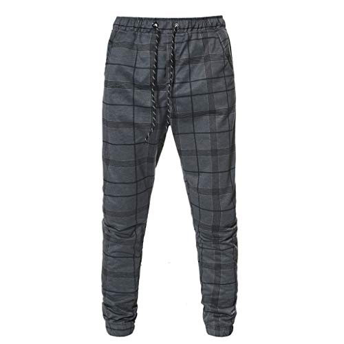 Pantalones Deportivos Largos para Hombre Pantalones Ajustados a Cuadros Pantalones de chándal para Correr Sueltos Ocasionales Jogger Pantalón Casuales Primavera y Verano riou