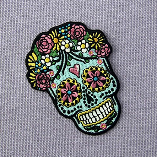 Parche termoadhesivo para la ropa, diseño de Cráneo del azúcar Dia de los Muertos