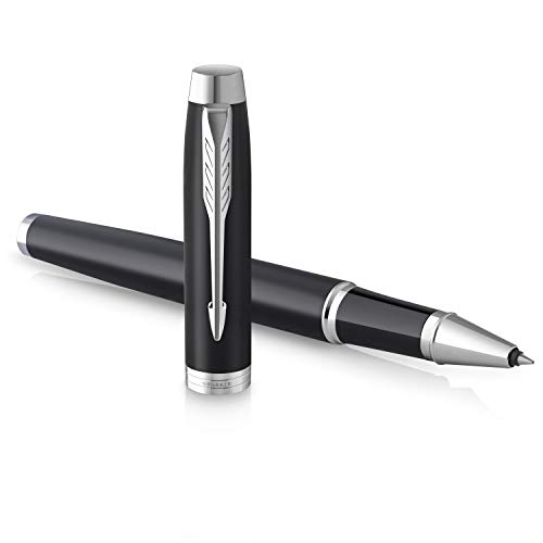 PARKER IM Bolígrafo roller | negro mate con detalles cromados | punta fina con tinta negra | caja para regalo