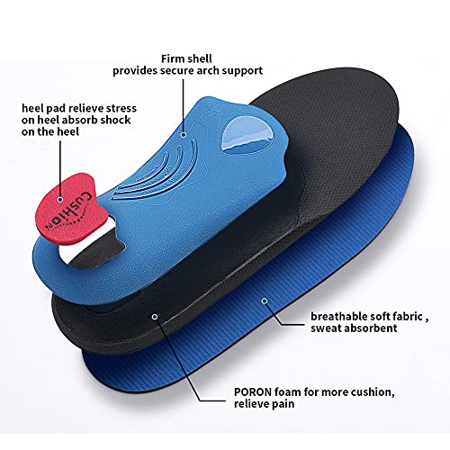 PCSsole Plantillas Soporte de Arco Cómodo, Plantilla Ortopedicas de con Amortiguación para Fascitis Plantar, Dolor de Talón, Pronación, Pies Planos, Alivio del Dolor de Pie 26cm