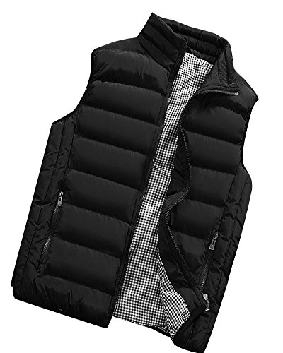 PengGeng Hombre Invierno Calor Chalecos Sin Mangas De Plumas Chaquetas Acolchado Cazadoras Negro 2XL