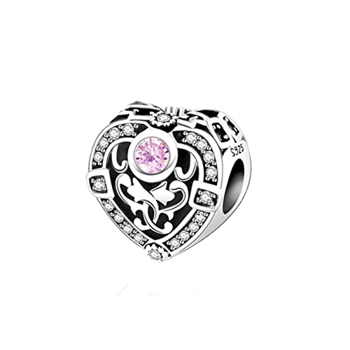 PENGQ Abalorios 2019 100% 925 Plata esterlina clásica Rosa Encanto en Forma de corazón Pulsera con Cuentas Bricolaje Accesorios con Cuentas Encanto (Color : 1030-1)