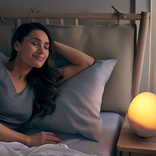 Philips Wake-up Light HF3531/01 Despertador de luz natural, 7 sonidos naturales, radio FM, alarma, con cargador móvil, plástico, Blanco, Con cargador móvil, 1 kilogramo