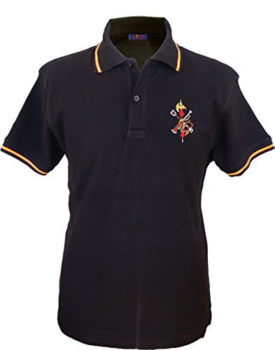 Pi2010 - Polo Legión Española Hombre/Bandera de España en Cuello y magas/Negro/Talla S