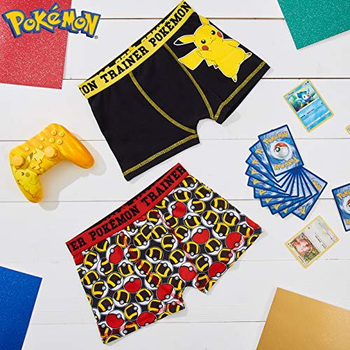 Pokemon Boxer Niño, Pack de 2 Calzoncillos Niño Transpirables, Ropa Niño Interior de Algodon, Regalos para Niños Edad 4-14 Años (Multi, 11-12 años)