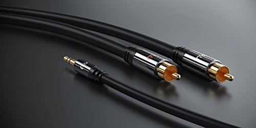 Primewire - 0,5m HQ 2x RCA a 3.5 mm Jack Cable da Audio AUX - 2x Conectores RCA Cinch Macho a 1x Conector 3,5mm Jack Macho - Conector metálico de precisión - Serie