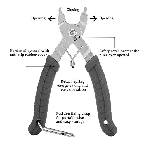 QKURT Alicate de Cadena de Enlace Maestro 2 en 1, Alicate de Enlace de Bicicleta Compatible con Todas Las Cadenas de Velocidad