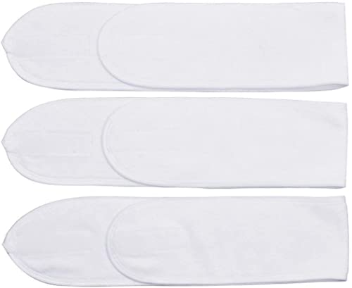 Queta pelo banda para maquillaje, cosméticos cinta Rizo, ajustable pelo – Banda con velcro 3pcs (Blanco)