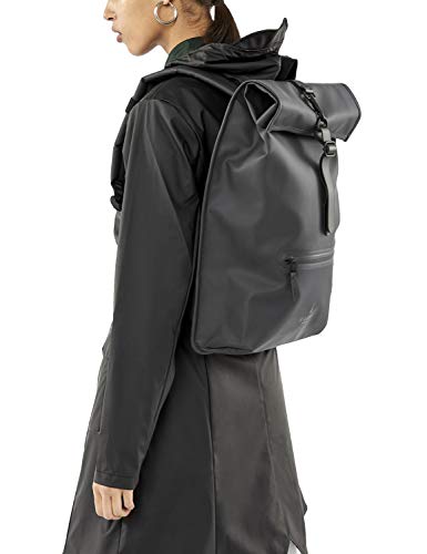 RAINS Roll Top Rucksack Mochila De Mountain Bike, Mujer, Black, Talla Única