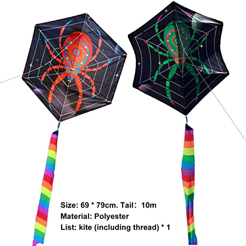 ran cometa Delta para niños y adultos, cometa de tela ligera a cuadros de estilo de dibujos animados con forma de araña hexagonal para exterior, fácil de volar ideal para niños en la playa/al Ver